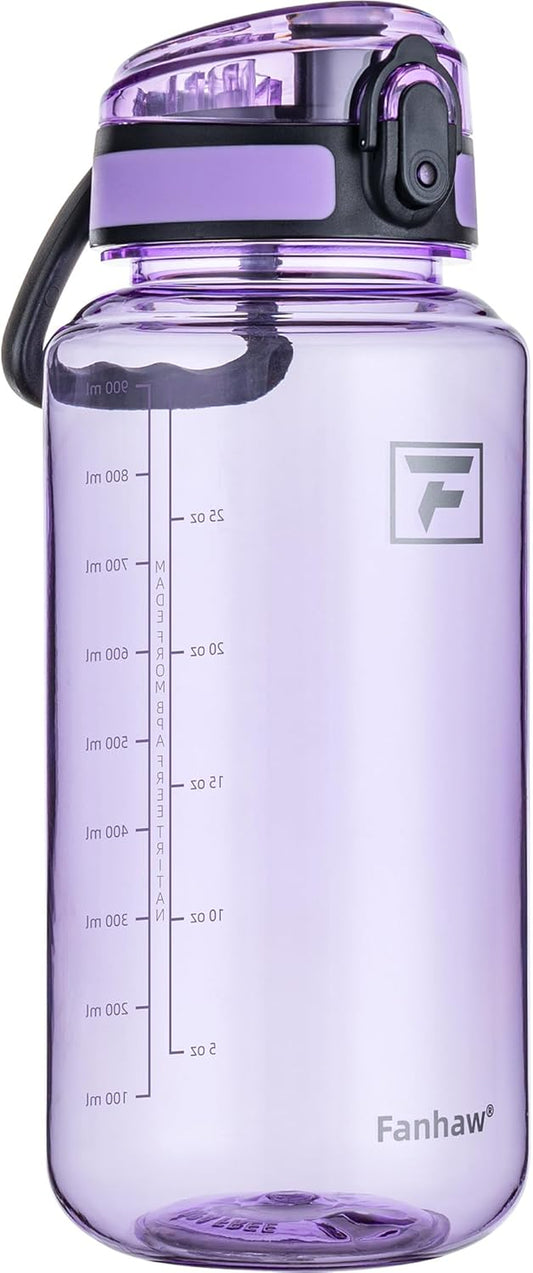 32 Oz Clear Tritan Water Bottle with Chug Lid, Bpa-Free, Wide Mouth, Leak Proof - for Gym, Travel, Home, School, Office (Amethyst)