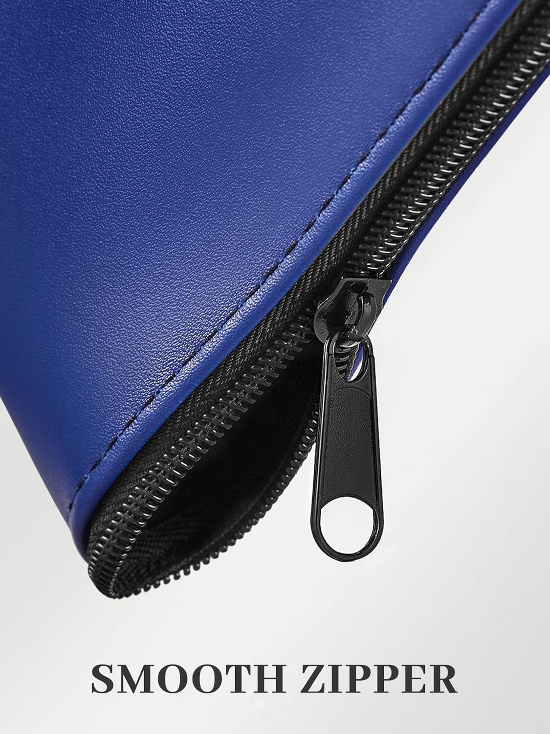 Money Bags with Zipper, 2-Pack Bank Bags with Label, Waterproof Leather Money Pouches, for Cash Coin Bill Invoice Deposit Receipt Storage and Organize, 11.5 X 6.2 Inches (Blue)