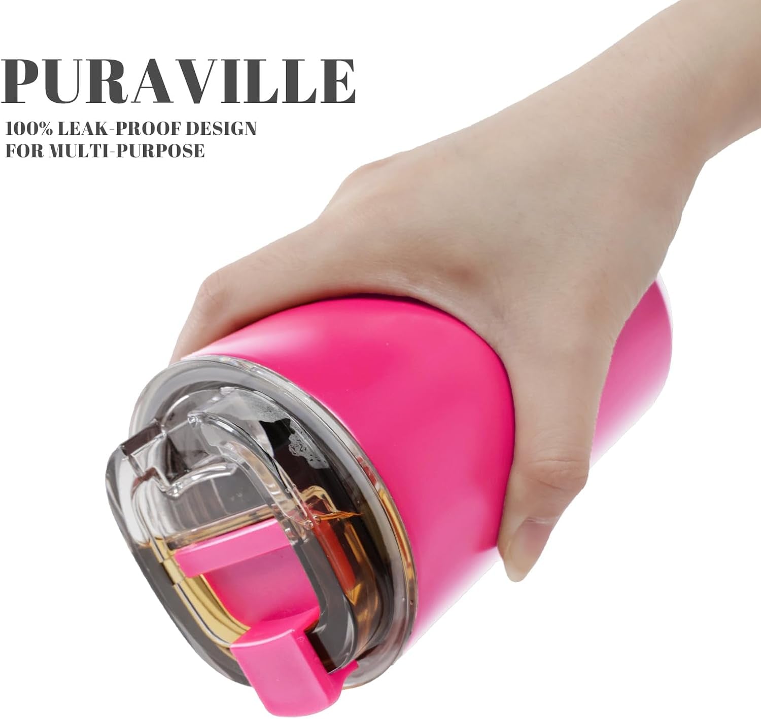 Insulated Tumblers with Lid, 14 Oz Travel Coffee Mug Stainless Steel Vacuum Cup, Leak Proof Reusable Double Walled Coffee Tumbler for Iced and Hot Drinks, Fuchsia