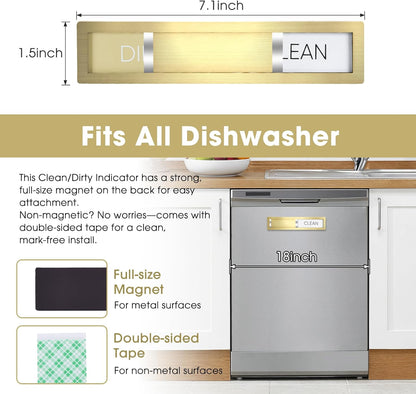 Dishwasher Magnet Clean Dirty Sign,Premium Stainless Steel Grade 304,Matte Finish Clean/Dirty Indicator with Strong Magnet, Home Kitchen Decor & Thoughtful Gift for Friends​(Golden-03)
