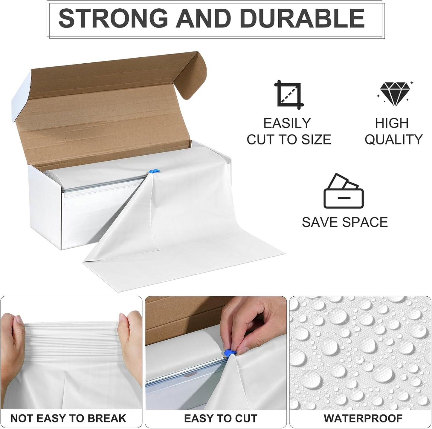 54 Inch×300 Feet White Tablecloth Roll Disposable Rectangle White Table Cloth Roll Plastic Table Covers with Slide Cutter for Birthday Weddings Baby Showers Party Decorations