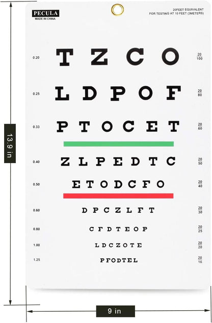 Snellen Chart, Wall Chart for Eye Exams - 10 Ft 9 X 14 In