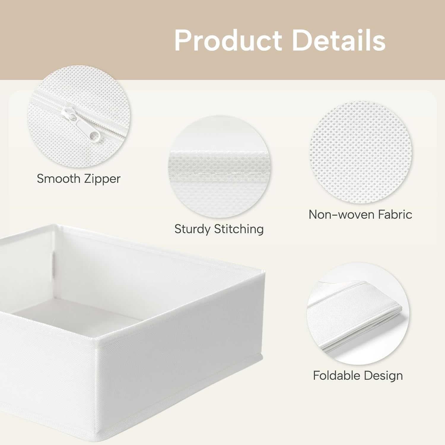 Underwear Sock Drawer Organizer Dividers 8 Set, Foldable Dresser Closet Organizers and Storage Bins for Baby Clothing, Sock, Underwear, Bra, Ties, Scarf (White)