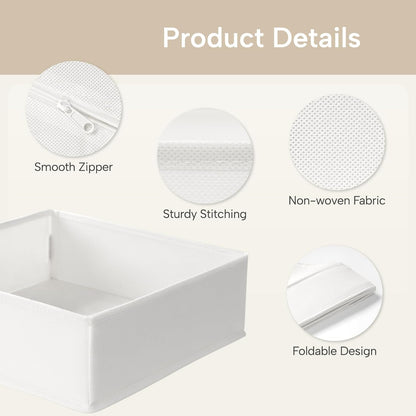 Underwear Sock Drawer Organizer Dividers 8 Set, Foldable Dresser Closet Organizers and Storage Bins for Baby Clothing, Sock, Underwear, Bra, Ties, Scarf (White)