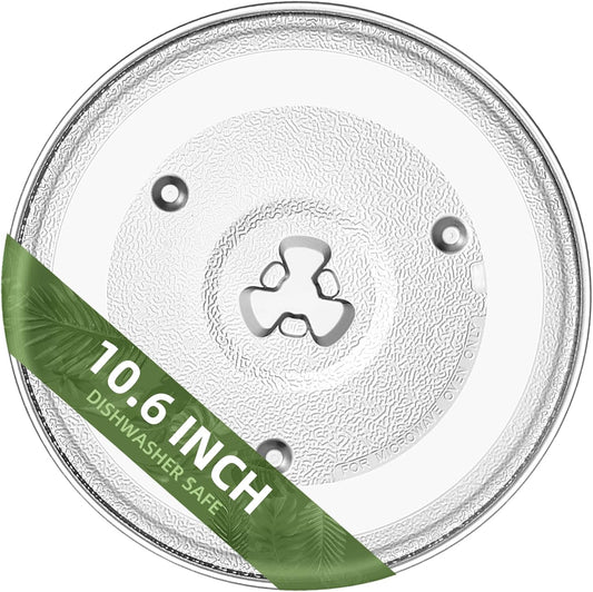 10.6" Microwave Glass Turntable Compatible with Hamilton Beach P90D23AL-R1, GE WB48X26755, 10 5/8 Inch Replacement Microwave Glass Plate for Whirlpool WPW10551236