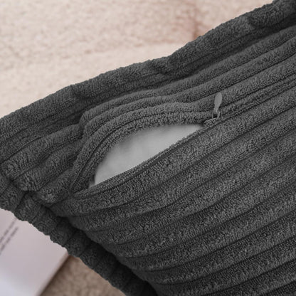 Corduroy Dark Grey Throw Pillow Covers Set of 2 Striped Boho Decorative with Edge Design,Super Soft Throw Pillow Cushion Covers for Couch Sofa Living Room Solid Square 18×18Inch/45Cm×45Cm