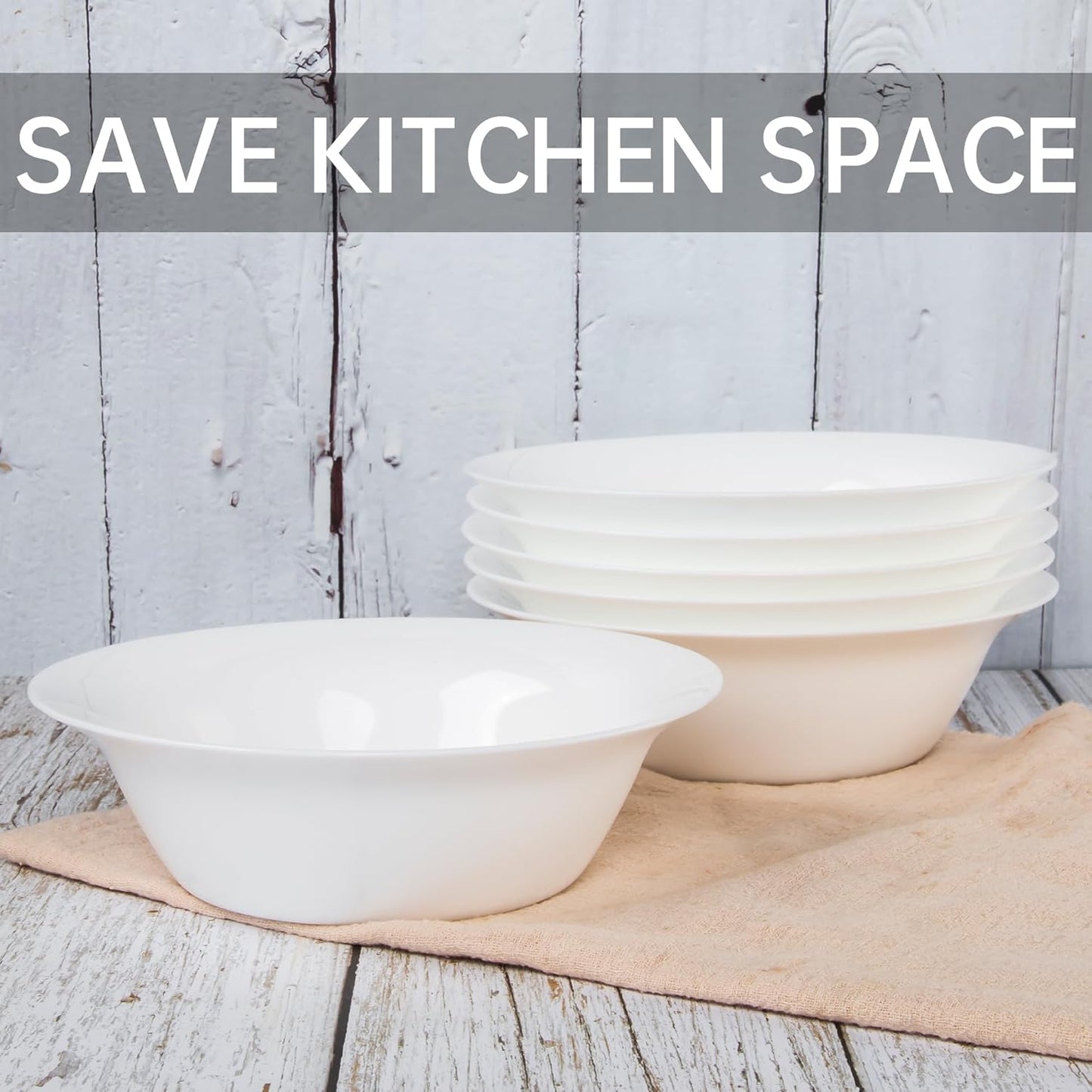 Set of 12 Tempered Glass Soup Bowls, 20 OZ Round Cereal Dishes, Microwave and Dishwasher Safe