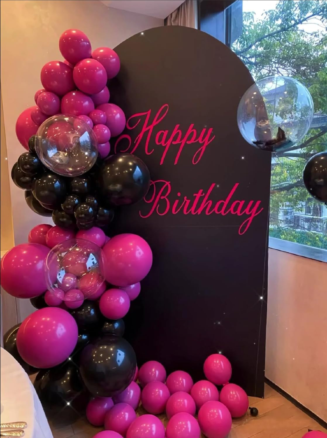 120Pcs 5 Inch Hot Pink Balloons, Small Hot Pink Latex Balloons for Wedding Engagement Bridal Bachelorette Tropical Birthday Party Decorations