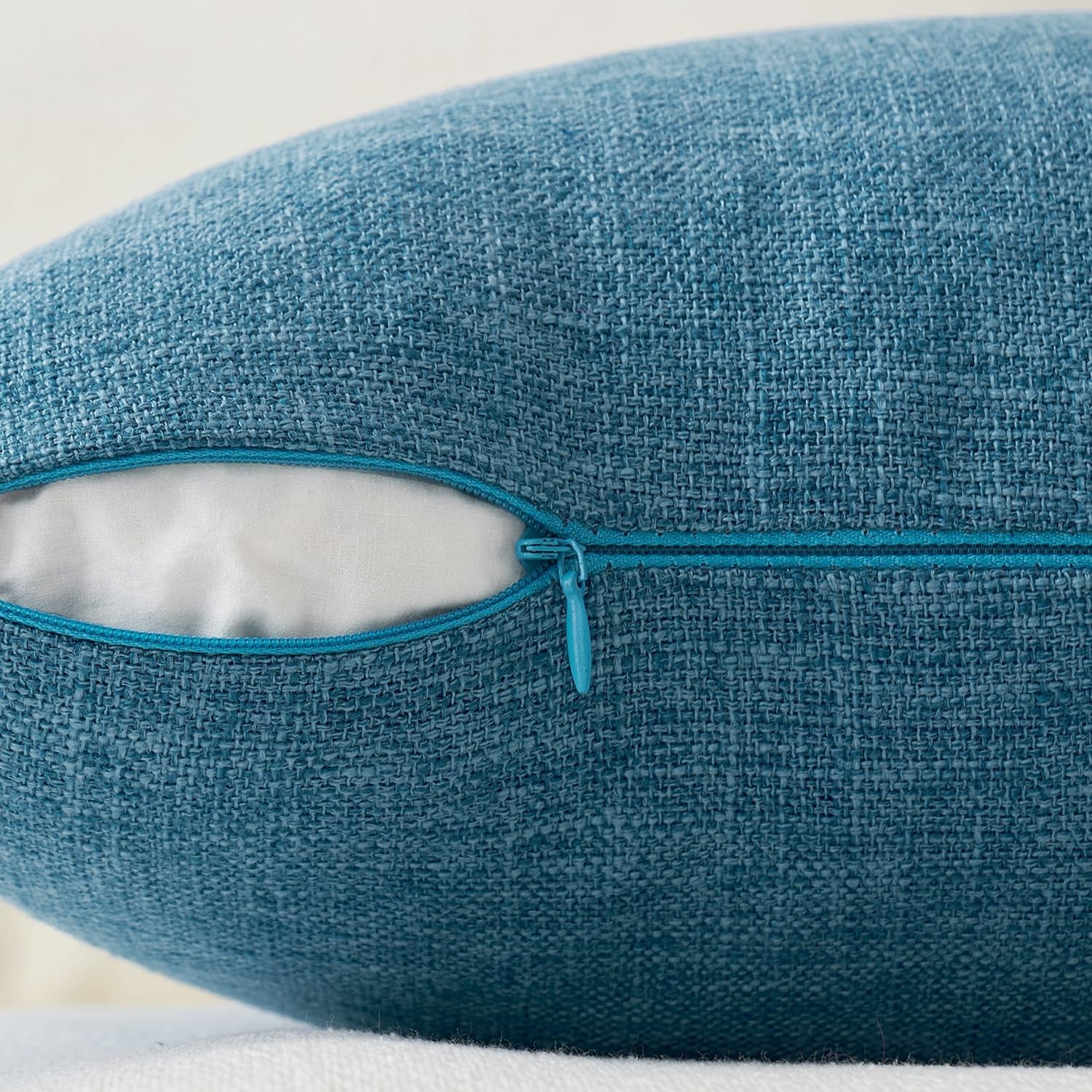 Pack of 2 Decorative Farmhouse Linen Pillow Covers Rustic Boho Accent Outdoor Couch Throw Pillow Covers for Cushion Bed Sofa Living Room Home Decor 18X18 Inch Blue