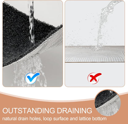 Shower Mats for Showers anti Slip for Elderly, 24'' X 17'' Non Slip Bath Mat for inside Shower, Bath Tub Mats for Bathroom Non Slip for Shower, PVC Loofah Bathroom Mats, Black
