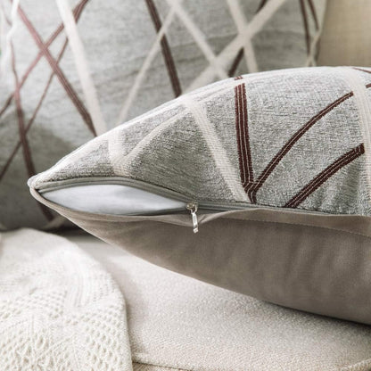 Pack of 2 Decorative Throw Pillow Covers Woven Textured Chenille Cozy Modern Concise Soft Grey Square Cushion Shams for Bedroom Sofa Car 18 X 18 Inch