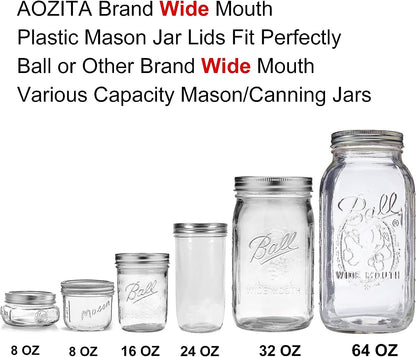 [16 Pack] Colored Plastic Mason Jar Lids Fits Ball, Kerr & More - 8 Wide Mouth & 8 Regular Mouth - Storage Caps for Canning Jars, Dishwasher Safe & Food Grade & Leakproof