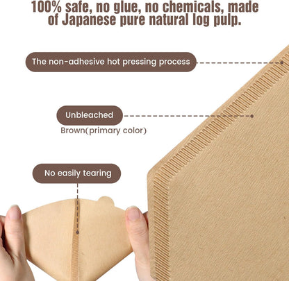 200 Count Cone Coffee Filters #4, Unbleached 04 Coffee Filters 8-12 Cup, Disposable Natural Paper Filters, No.4 Cone Filters for Ninja, Pour over and Drip Coffee Maker