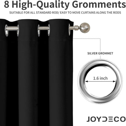 84-Inch Blackout Curtains - Set of 2 Thermal Insulated Grommet Drapes for Bedroom and Living Room, Room Darkening, Black (W52 x L84 Inch)