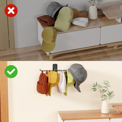 2 Packs Hat Racks-Hat Holder for Baseball Cap, Hat Hooks Cowboy Hat Hangers, Hat Storage Adhesive in Living Room, Bedroom.