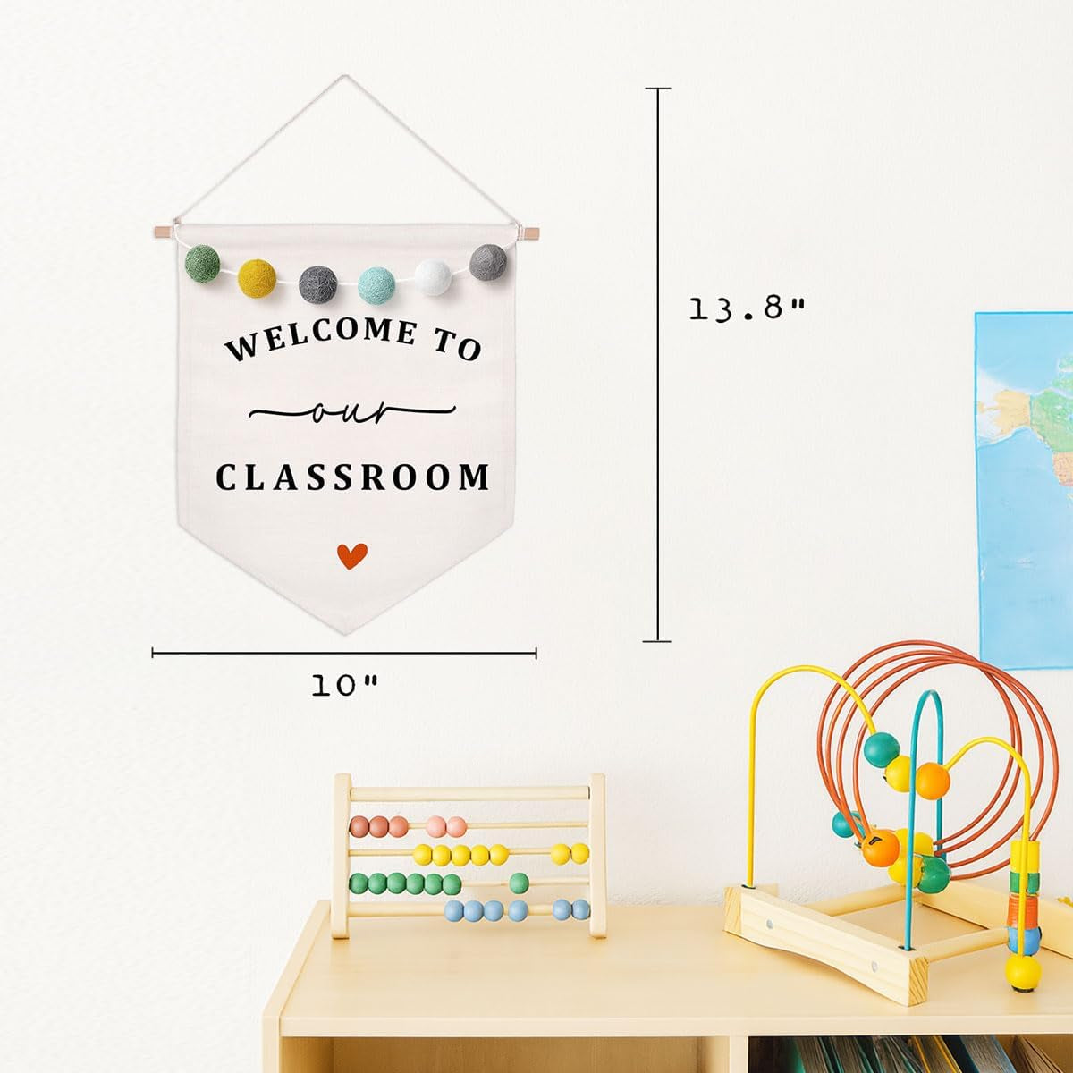 Boho Welcome to Our Classroom Wall Sign Felt Ball Banner for Teachers Teacher Door Hanger Decor for Classroom Door or Wall, Back to School Teacher Gift (Classroom)