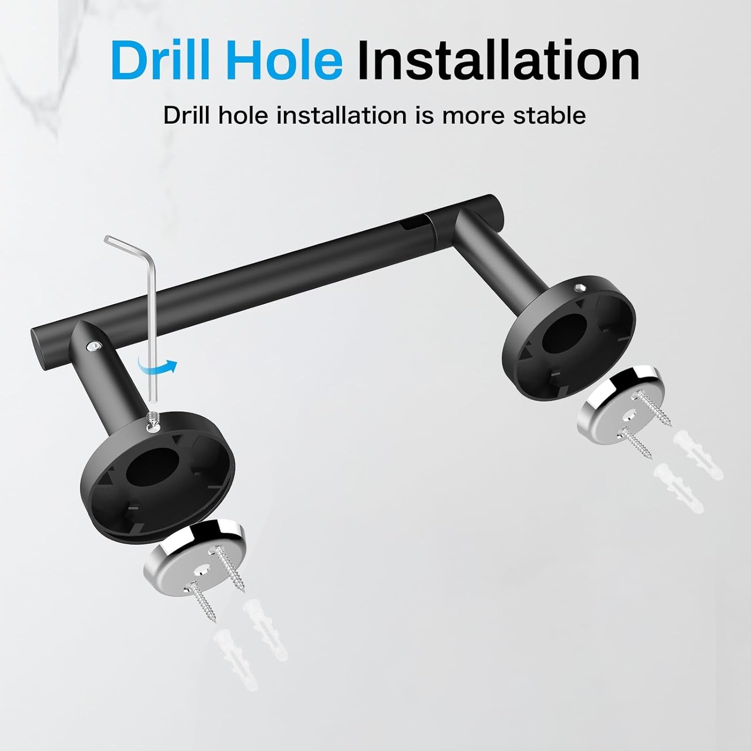 Toilet Paper Holder Wall Mount Screw-In Matte Black Bathroom Toilet Paper Roll Holders Stainless Steel Tissue Holder for Bathroom Hardware Accessories
