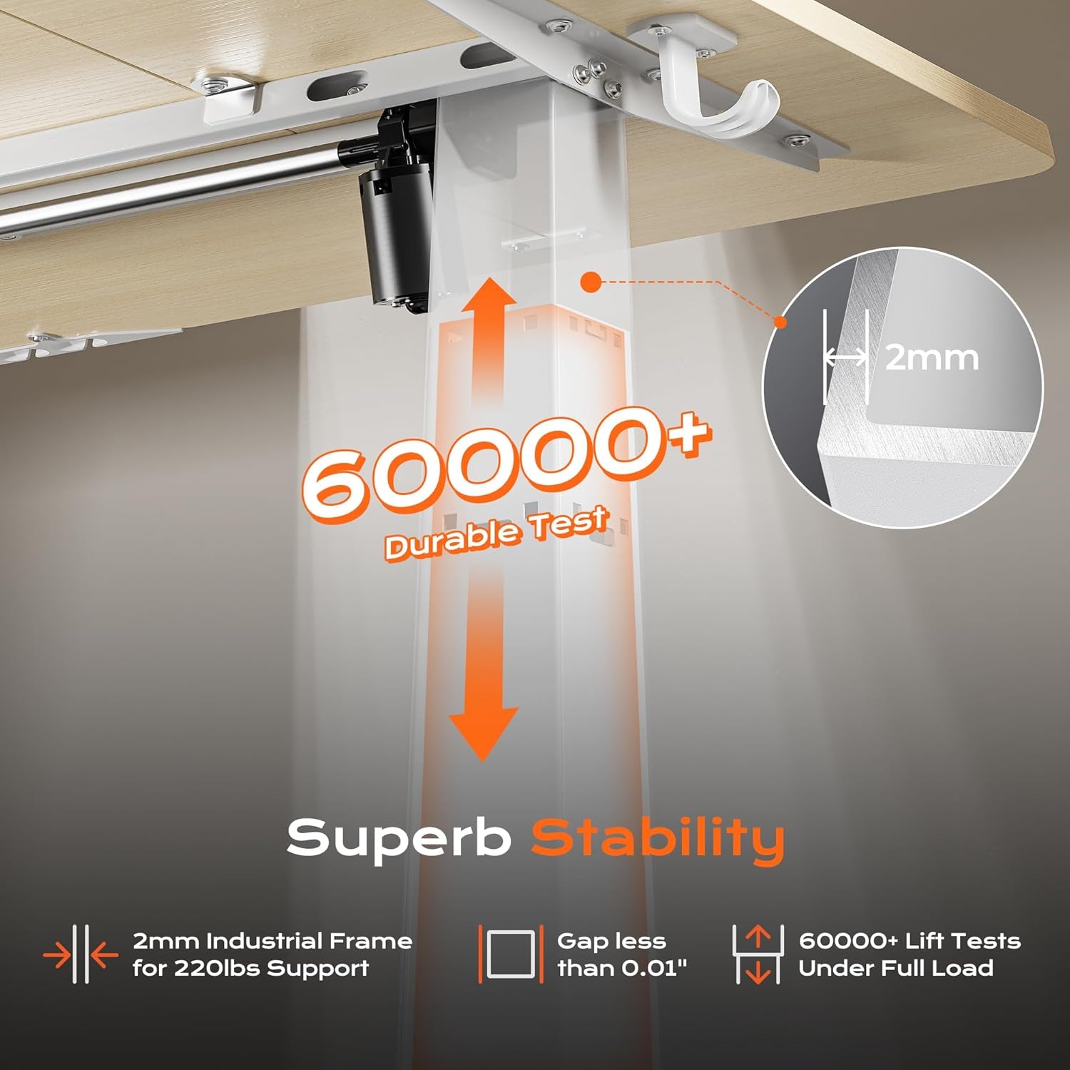 63" x 28" Electric Height Adjustable Standing Desk, 27.6" Deep Desktop, Gaming Office Table with Dual Hooks and Three Preset Heights, Oak Finish for Home Office