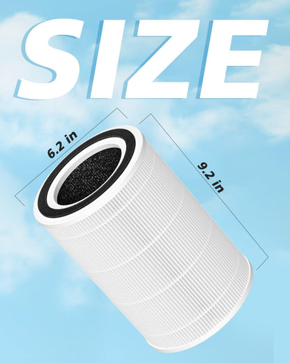 2 Pack HAP604 HEPA Air Filter Compatible with ECOSELF HAP604 Air Purifiers for Home Large Room 360° Air Intake & Outlet 3-In-1 Efficiency Filtration System for Bedroom Pets Cover up to 1076 Ft²