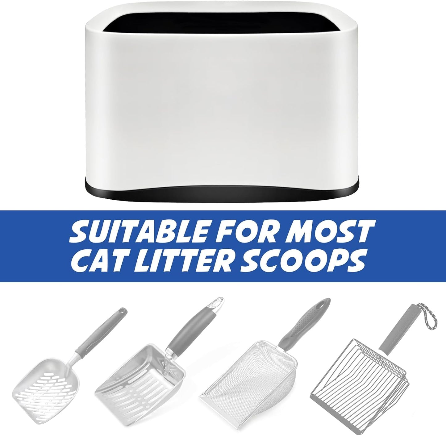 Universal Cat Litter Scoop Holder-Kitty Litter Scooper Caddy for Litter Box-Sturdy Scoop Stand Trash Container Suitable for Most Metal Litter Scooper-White