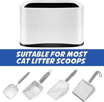 Universal Cat Litter Scoop Holder-Kitty Litter Scooper Caddy for Litter Box-Sturdy Scoop Stand Trash Container Suitable for Most Metal Litter Scooper-White