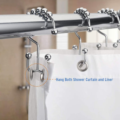 Shower Curtain Hooks Rings and 72 X 84 Inches EVA 5G Bathroom Plastic Shower Curtain