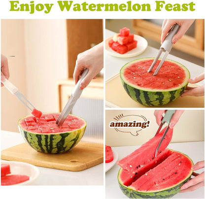 Watermelon Cutter Slicer, Watermelon Popsicle Mould, 3 in 1 Melon Scoop Fruit Scooper Tool for Dig Pulp Separator, Creative Dig Melon Kitchen Gadgets, Fruit Cutters Shapes, Fruit Scooper