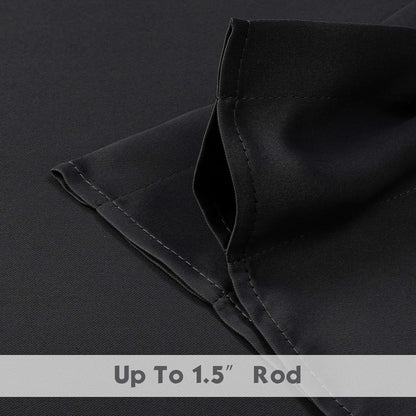 Black Valances for Window, Room Darkening Short Curtains for Kitchen Bedroom Living Room, Rod Pocket Top Small Window Treatment Valance RV Bunk Panels, 40" Wx14 L, 2 Pieces