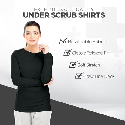 Women'S under Scrub Slim Fit Long Sleeve T-Shirt Underscrub Comfort Tee
