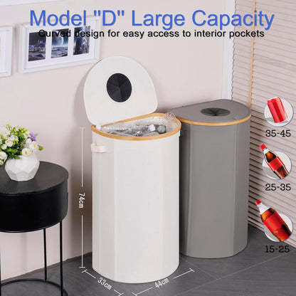 Recycling Bin for Kitchen 100L, 26 Gallon Recycle Bins for Indoor Outdoor Home Use with 2 Removeable and Reusable Inner Bags, Tall Recycle Bin for Bottle Can Plastice Stickers (Grey)