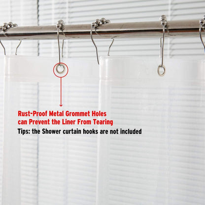 Shower Curtain Hooks Rings and 72 X 84 Inches EVA 5G Bathroom Plastic Shower Curtain