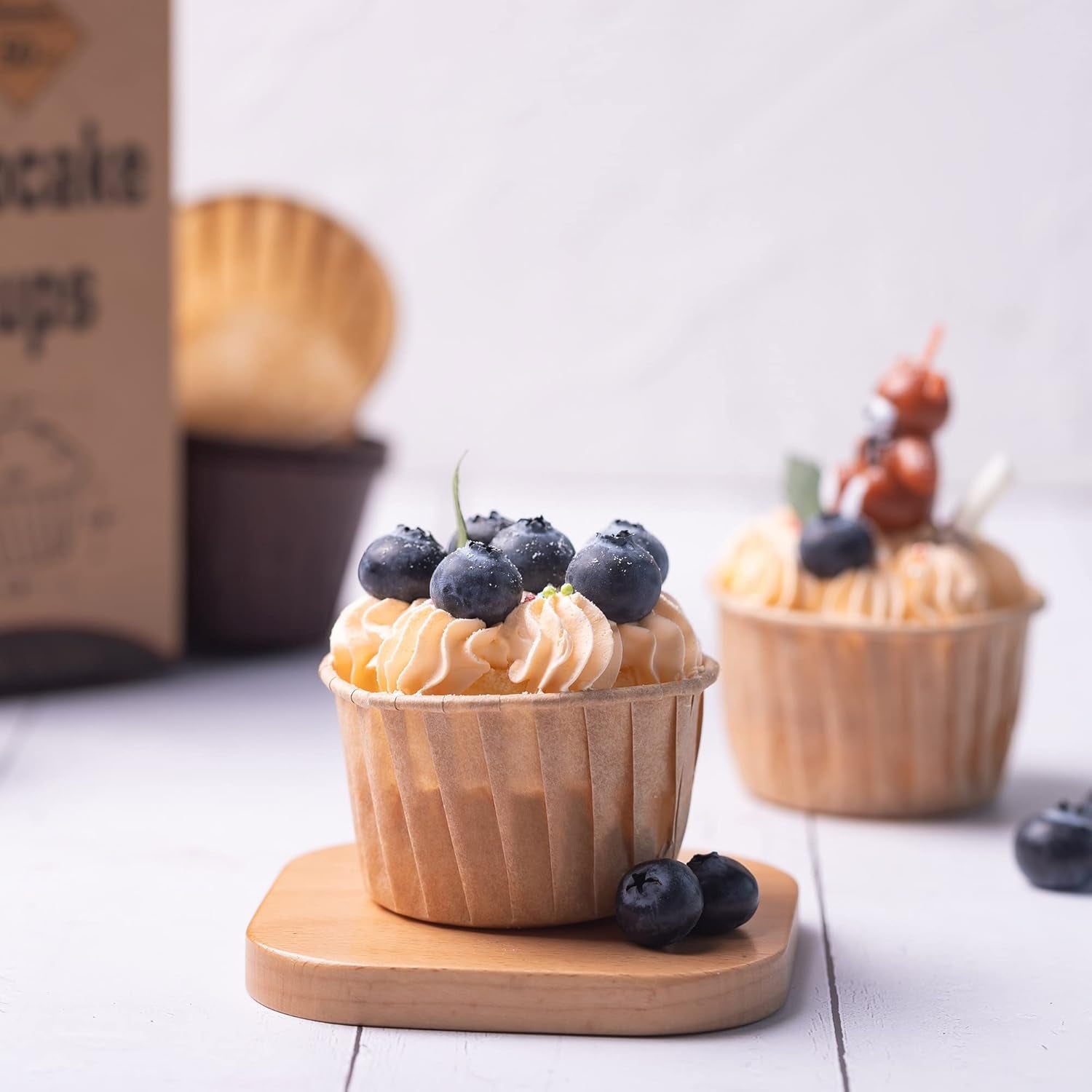 50Pcs Natural Cupcake Baking Cups, Heavy Duty Parchment Paper Cupcake Liners 3.5Oz for Muffin, Dessert.