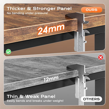 63-Inch L-Shaped Desk with Integrated Power Outlets and USB-C Port, Enhanced 0.95-Inch Desktop Thickness, Reversible Design, Spacious Corner Gaming and Office Desk, Sturdy Metal Frame, Rustic Brown Finish for Home Office and Study