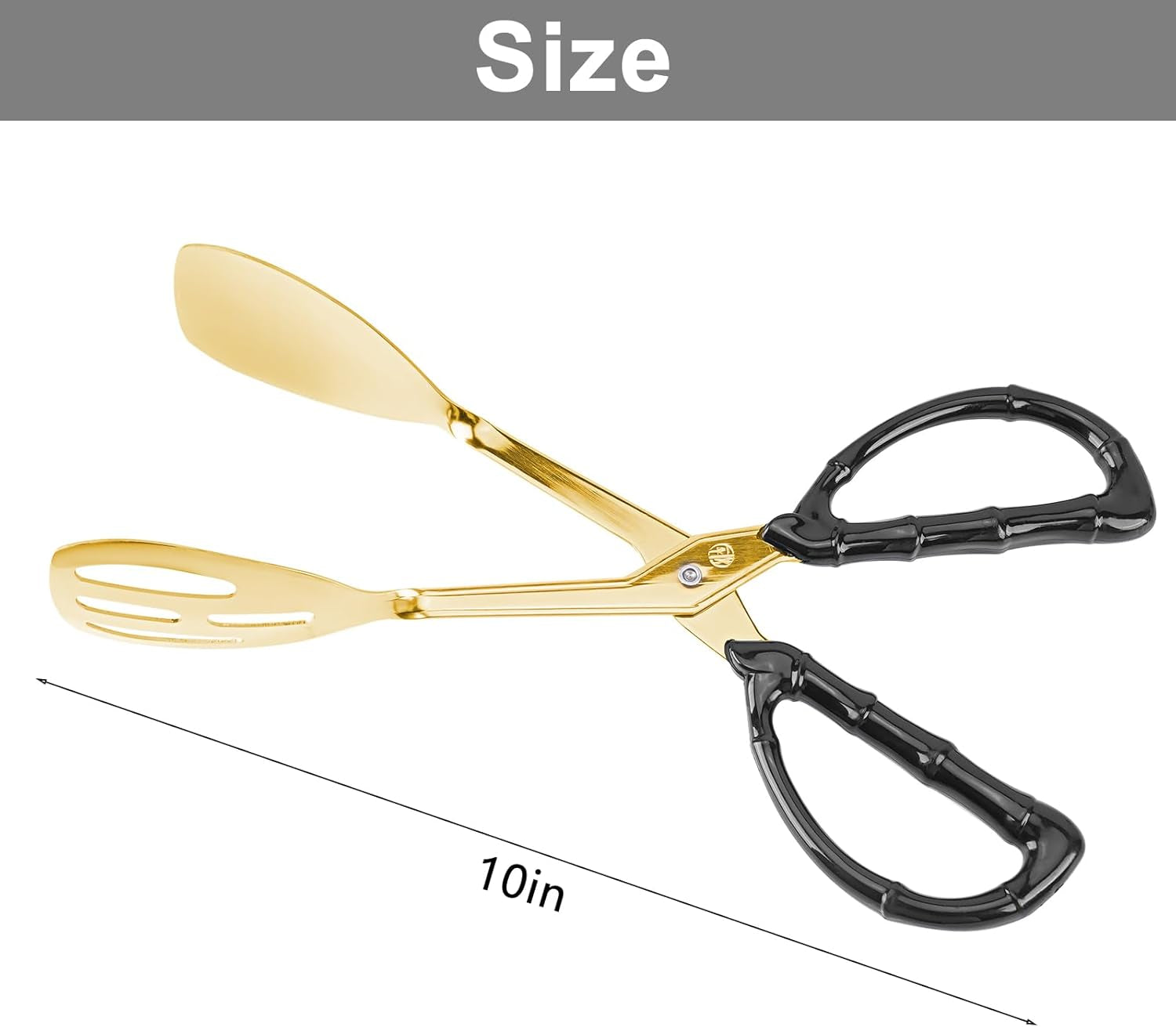 3-Pack Buffet Kitchen Tongs for Serving Food, 10 Inch Gold Stainless Steel Food Scissor Tongs with Non-Slip Handle, Catering Utensil for Bread Salad Cake Steak