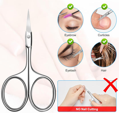 Curved Cuticle Scissors - Professional Stainless Steel Beauty Scissors - Sharp Small - Precise Pointed Tip - for Manicure, Eyebrows, Eyelash, Hair