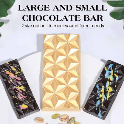 Large Silicone Mold Set for Deep Dubai Chocolate Bars - 3 Piece Pyramid-Shaped Molds for Knafeh, Pistachio, and Thick Candy Fillings