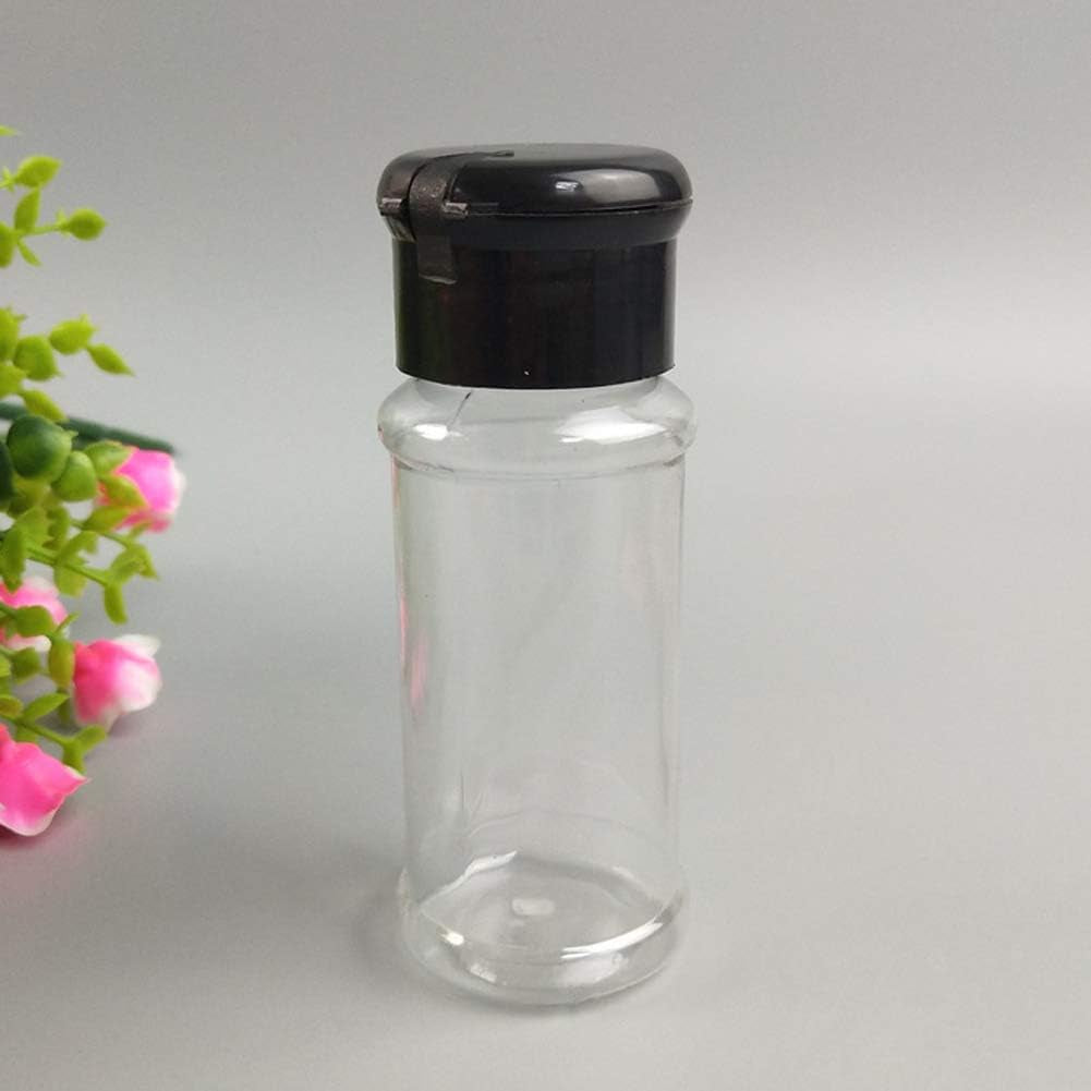25Pcs Empty Plastic Spice Bottles Set for Storing Barbecue Seasoning Salt Pepper and More 75 Ml/2.5 Oz (Black)
