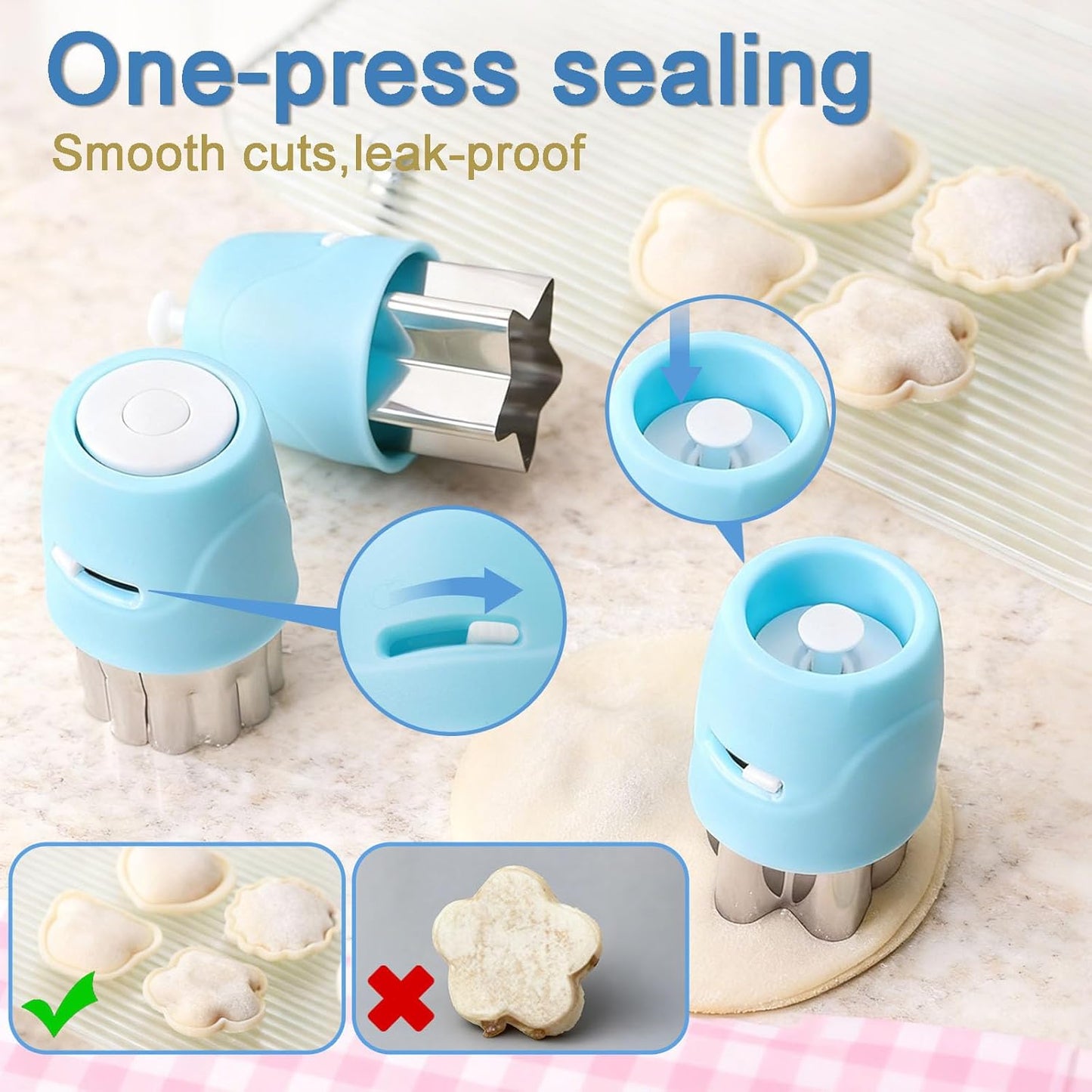 20Pcs Biscuit Cutter & Cookie Cutters Set - Multi-Shape Fruit/Vegetable Cutters for Kids Lunch Accessories, Food-Grade Stainless Steel Molds for Home Baking (BLUE)