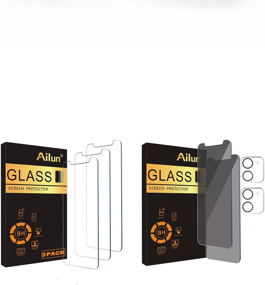 Glass Screen Protector Compatible for Iphone 11 6.1 Inch 3 Pack Tempered Glass 2 Pack Privacy Screen Protector Compatible for Iphone 11[6.1 Inch] + 2 Pack Camera Lens Protector