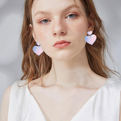 Pink Heart Earrings, Acrylic Lover Heart Dangle Earrings Lover Earrings Pink Earrings for Women Hoop Earrings Jewelry