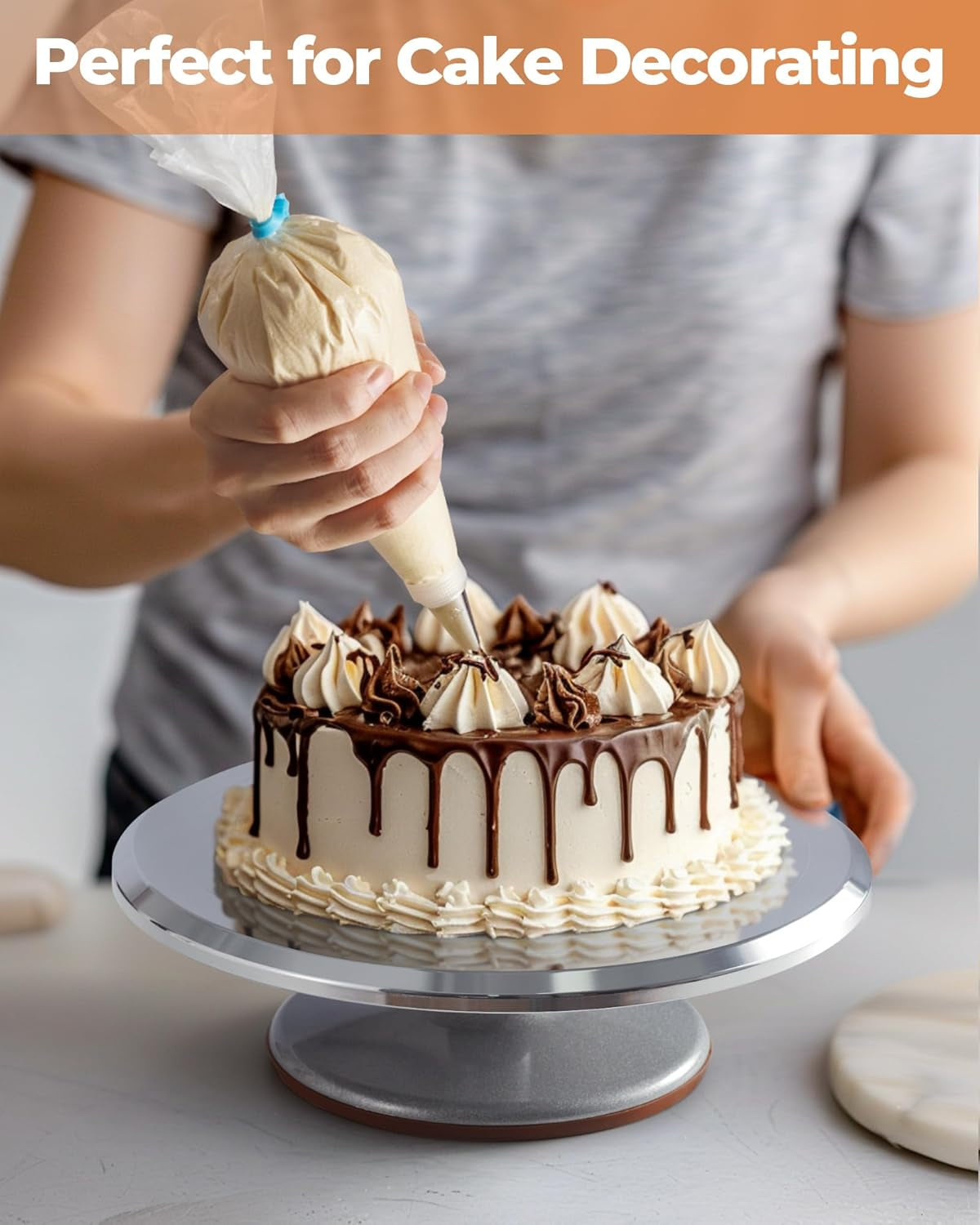 253 Pcs Cake Decorating Kit, 12" Aluminum Alloy Cake Turntable, 48 Numbered Icing Tips, 3 Russian Piping Nozzles, Offset and Straight Spatulas, Cake Leveler, Pastry Bags Baking Supplies