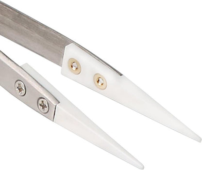 2 Pack Precision Ceramic Tweezers Non-Conductive Anti-Static Highly Heat Resistant Tweezers