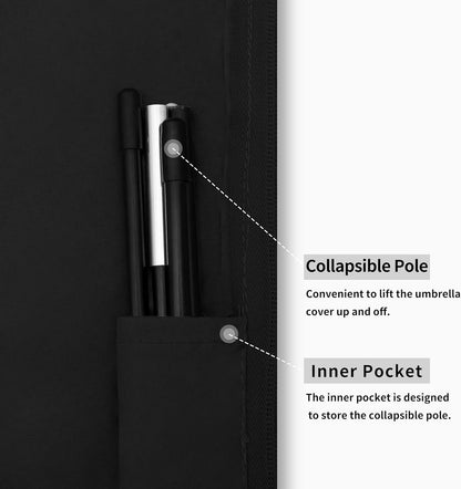Patio Umbrella Cover Outdoor Offset Umbrella Cover Waterproof Cantilever Parasol Cover for 7.5Ft to 11.5Ft Banana Frame Umbrella, Black