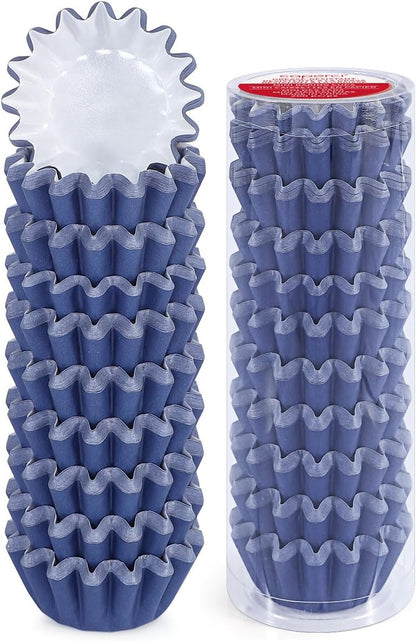 Grease-Resistant Navy Blue Mini Cupcake Liners 200 Counts - Heavy Duty Paper Muffin Baking Cups, Odorless, No Muffin Pan Needed, Easily Peels (Navy Blue)
