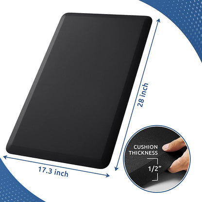 Kitchen Mat Cushioned anti Fatigue Rug 17.3"X28" Waterproof, Non Slip, Standing and Comfort Desk/Floor Mats for House Sink Office (Black)