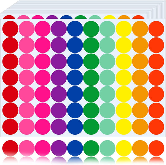 Colored Dot Stickers - 700 PCS Color Coding Labels, Round Circle Sticky Dots for Classroom, Office, and Organizational Use, 10 Colors, 3/4 Inch