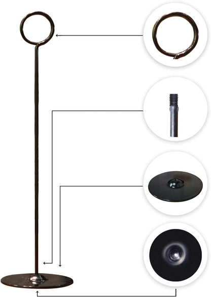 16PK Table Number Holders Place Card Holders 12 Inch Table Card Holders Steel Card Holders for Photos, Food Signs, Memo Notes, Weddings, Restaurants, Birthdays(Black)