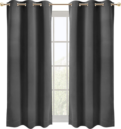 Blackout Curtains for Bedroom, Grommet Window Curtains 63 Inch Length 2 Panels Thermal Insulated Drapes for Living Room (Grey, 42W X 63L Inches)