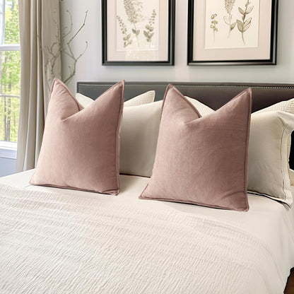 Pack of 2 Blush Pink Decorative Pillow Covers 18X18 Inch Soft Chenille Luxurious Couch Throw Pillows Farmhouse Cushion Covers with Elegant Design for Sofa Bedroom Living Room Home Decor
