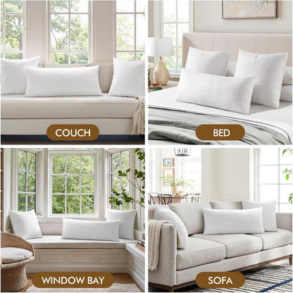 14X22 Inch Pillow Insert, Throw Pillow for Bed Sofa Couch Rectangle Decorative Lumbar Virgin Microfiber Stuffer